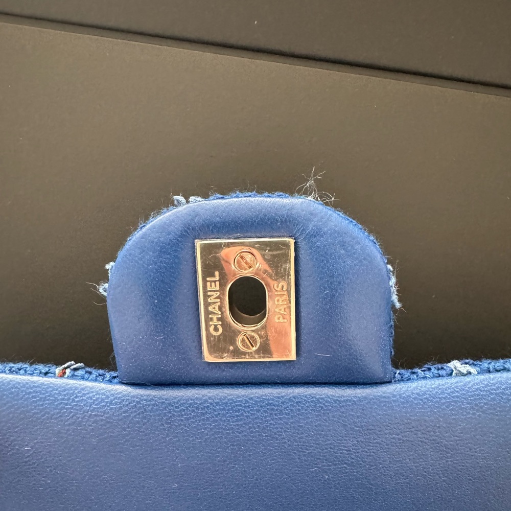 Chanel Blue Tweed Quilted Small Mini Classic Flap Bag - Picture 9 of 11
